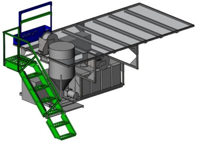 Elevated drone landing deck tender with stair access and integrated support platform
