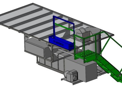 Overhead drone landing deck tender with elevated platform and integrated mixing system